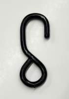 PE Coated S-Hook with 1.25" opening, 8mm, BLACK